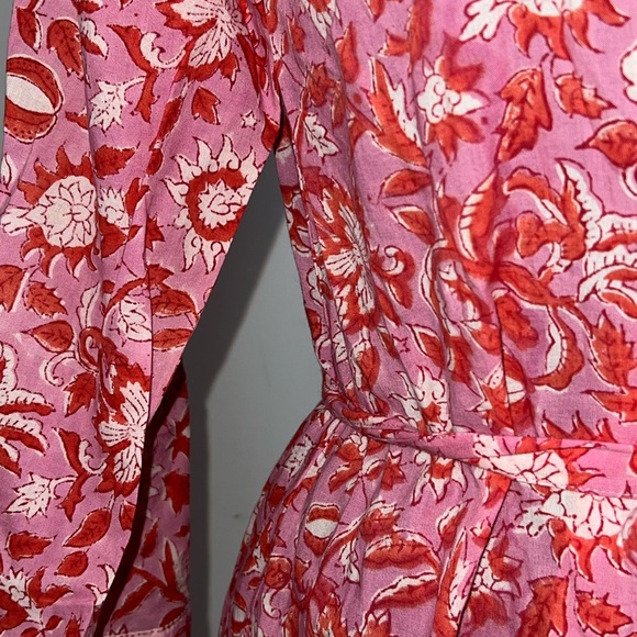 Organic Cotton Block Print Ethically Made Cottagecore Robe - Picture 5 of 6